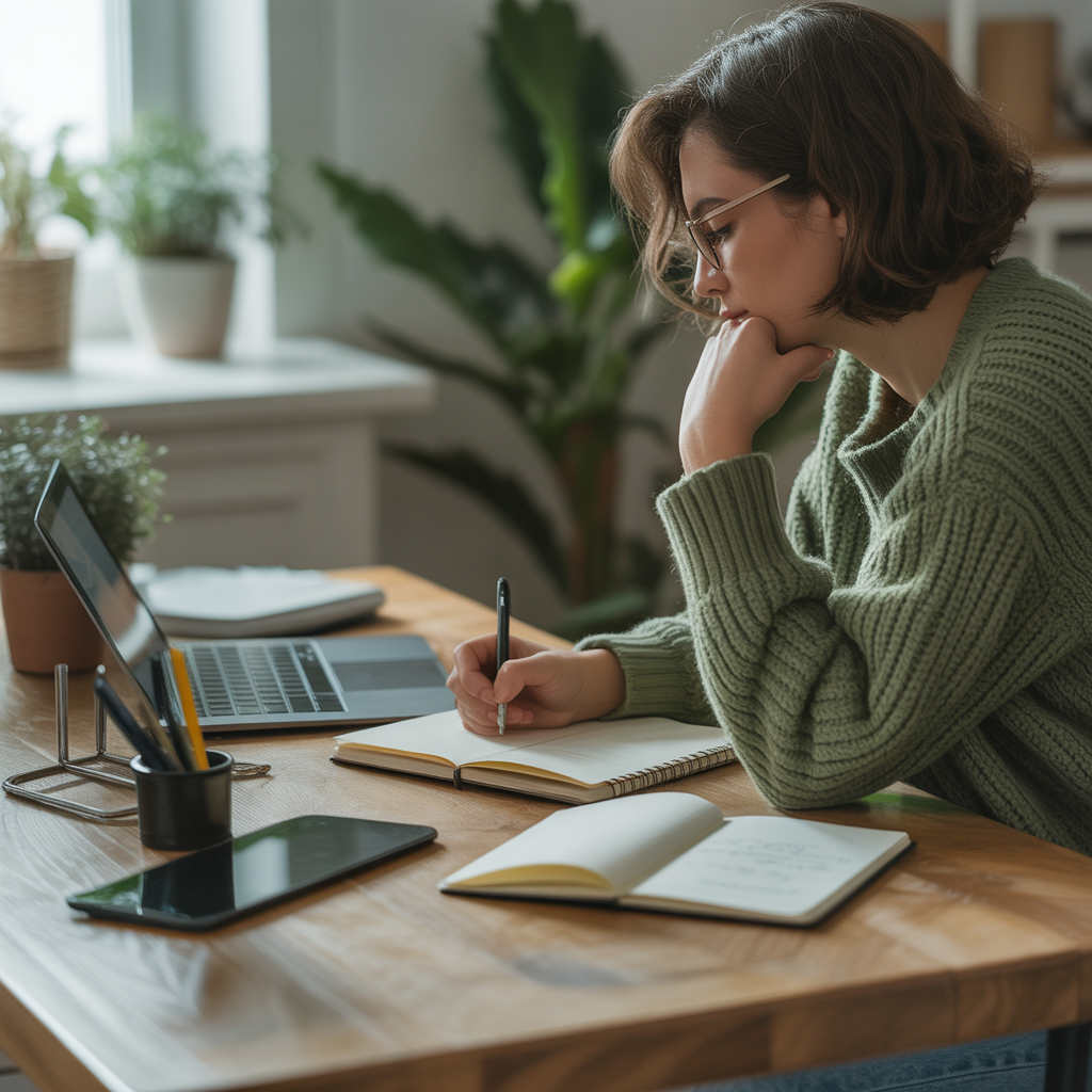 Personne écrivant dans un journal